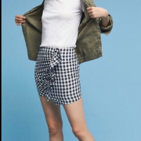 Anthropologie Plaid Checks Ruffle Mini Skirt Lilis - Picture 2 of 6
